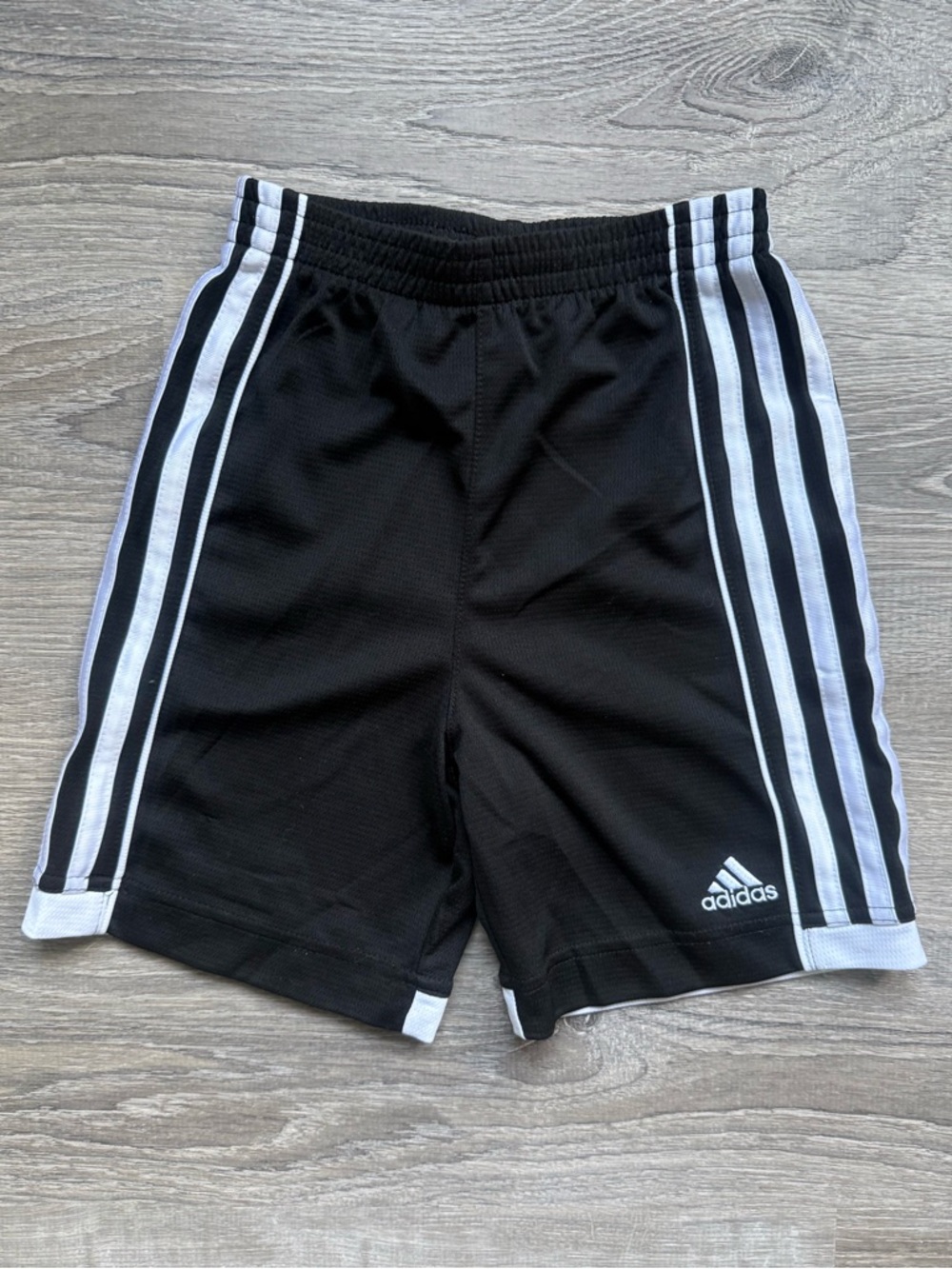 adidas Boys Size XS(4) Black Shorts with White Three-Stripe Detail GUC